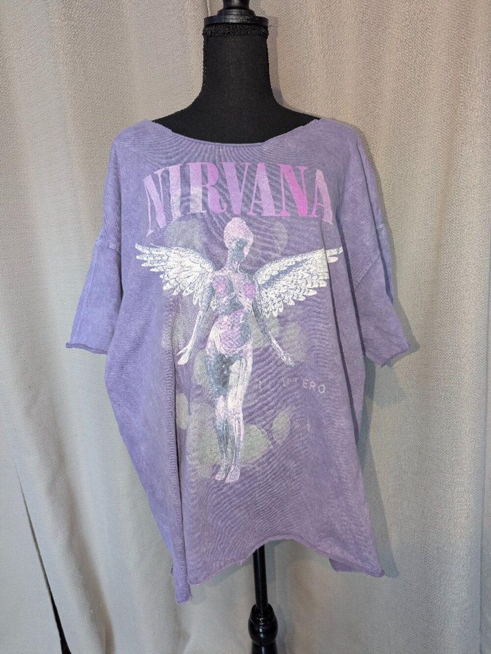 NIRVANA Lavender Angel Graphic Short Sleeve Tee